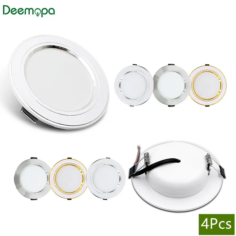 4Pcs LED Downlight AC 110V 220V Ceiling Light DC 12V 24V Recessed Led Down Light Round Panel Light Spotlight Indoor Lighting