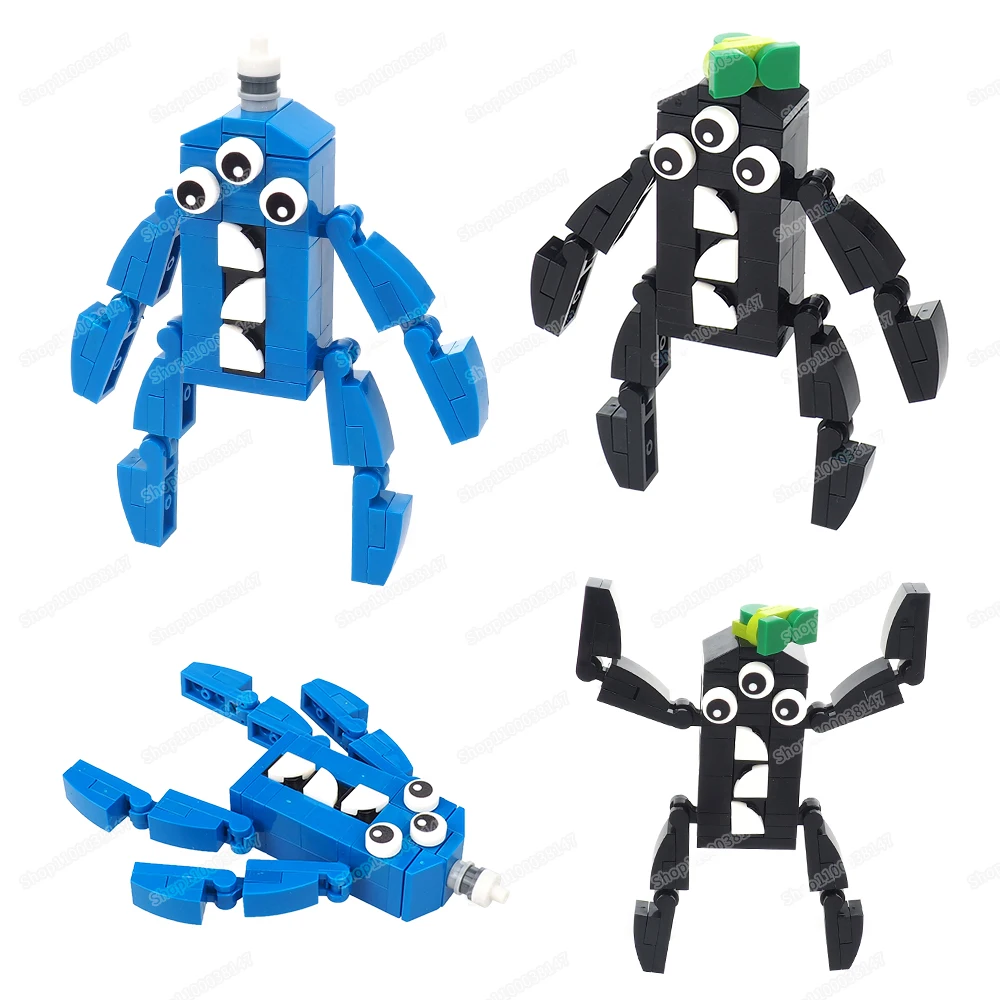 Blue And Black Spider Monster Building Block Assembly Figures Classroom Cute Monster Kindergarten War Scene Model Gifts Boy Toys