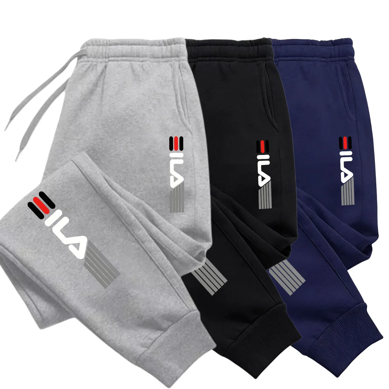 Calças casuais masculinas, calças de jogging, calças esportivas casuais com cintura elástica solta, roupa fitness solta, modelo fino de primavera