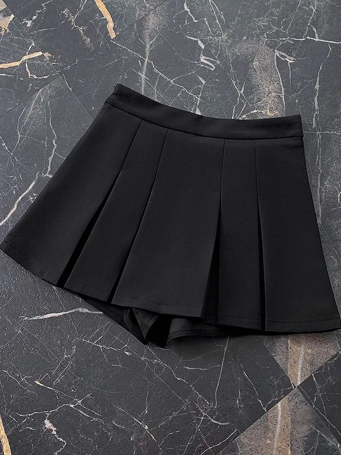 Black High Waist A-Line Pleated Skirt Women Summer 2026 New Pure Desire Small Design Spicy Girl Half-length Pants