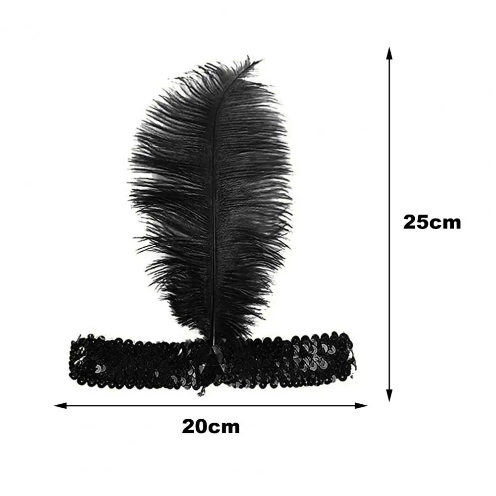 Universal Headband Women Men Dance Performance Flapper Head Band Halloween Feather Headwear