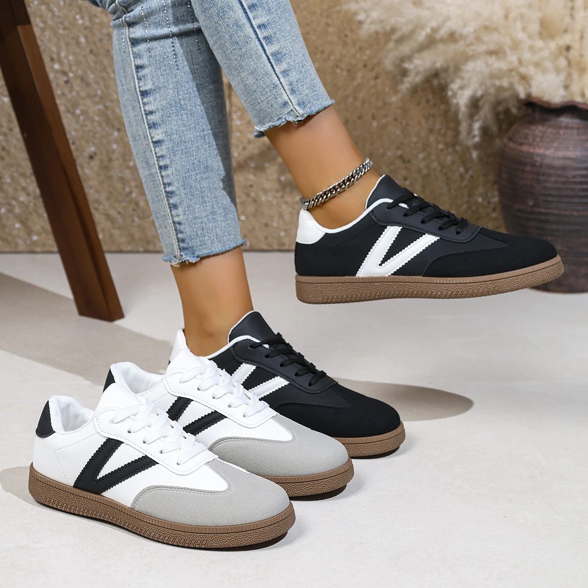

*Spring Autumn New Round Toe Comfortable Anti Slip Work/Leisure Shoes Women Fashionable Popular Elegant Plus Size Sports Shoes
