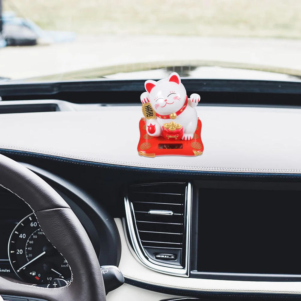 

2pcs 2.5inch Car Accessory Dashboard Decor Japanese Fortune Cat Statue Waving Moving Arm Plastic Figurine