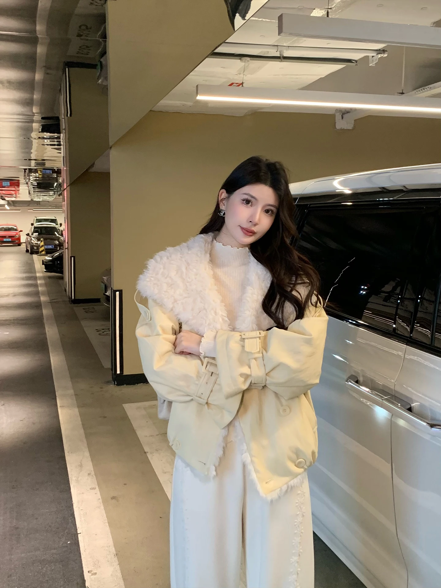 

Kun ort down Jaet Women's Eco-friendly Fur Outerwear Casual Sle 90% White Du down Filling Thiened Long Sve