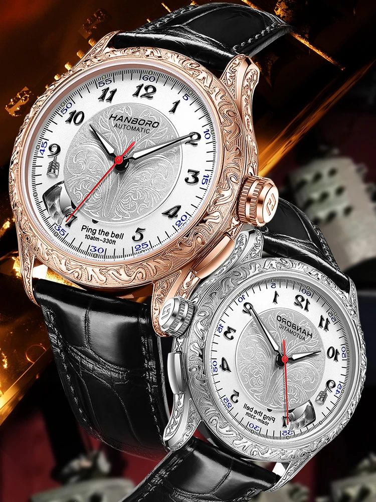 HANBORO uurlijkse klokserie volautomatisch mechanisch herenhorloge 5379 - afbeelding 2