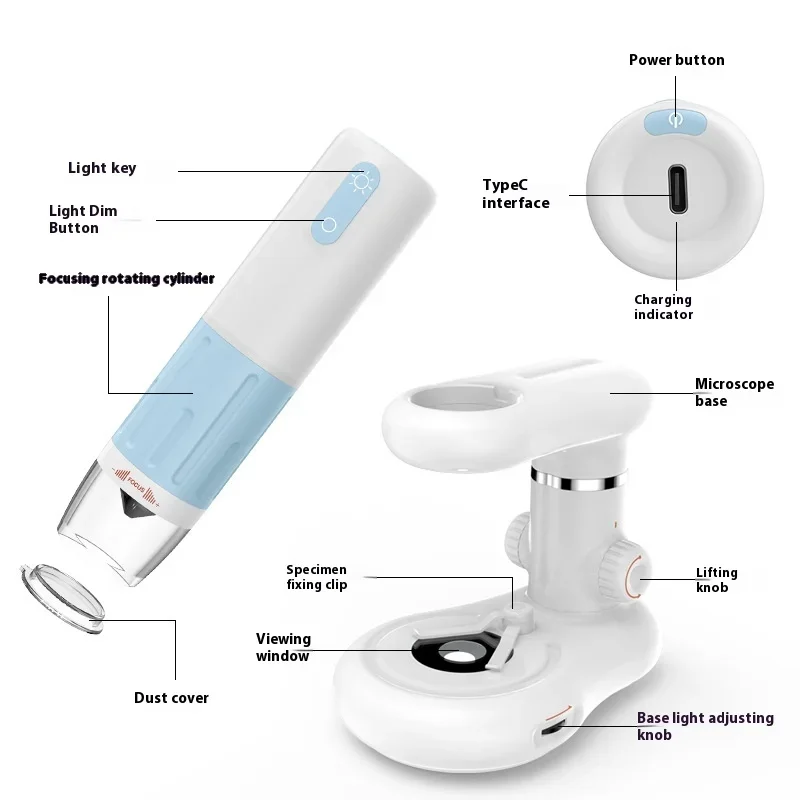 

Wifi Digital Microscope, Wireless Children's High-Definition Magnifying Glass, 1600X Portable Microscope