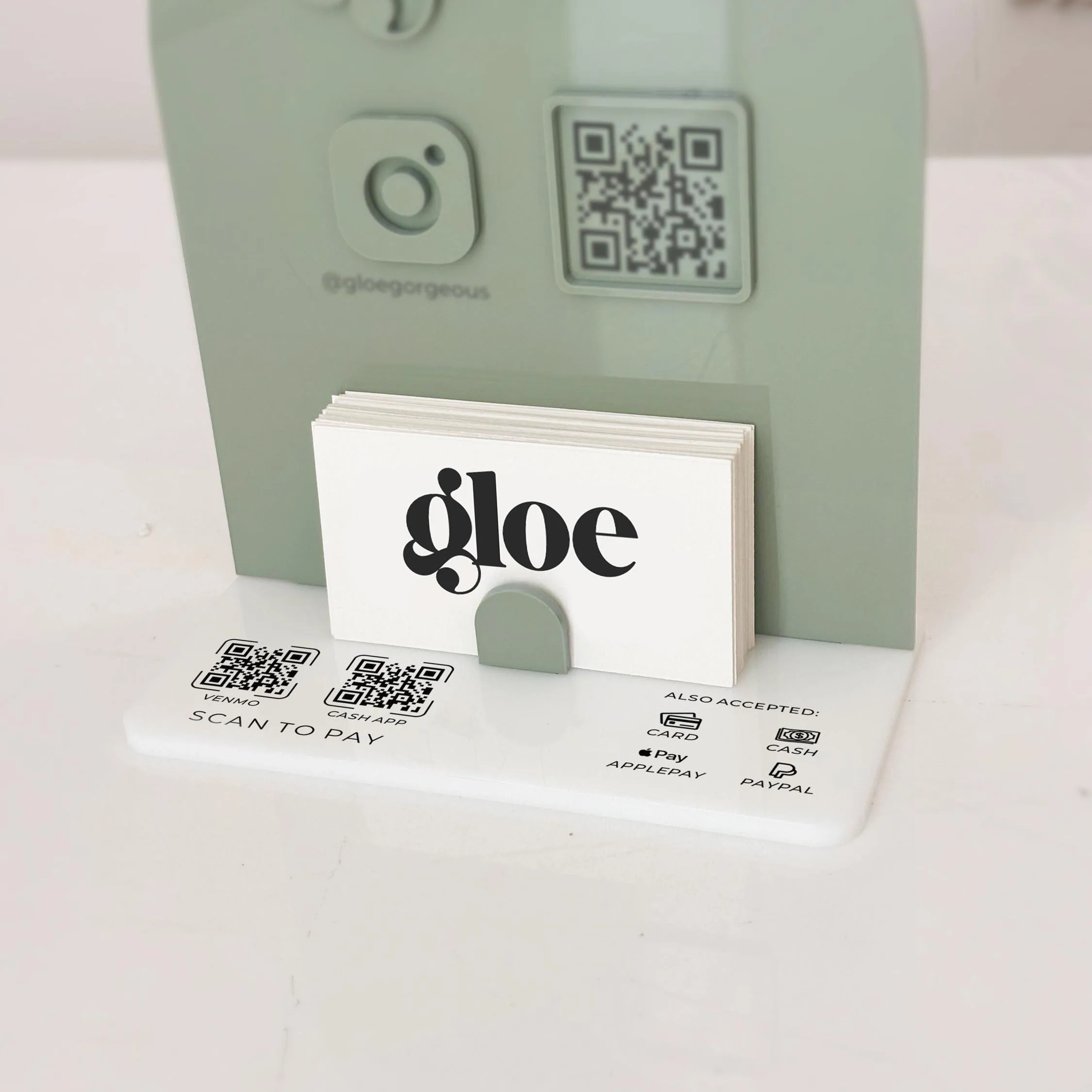 Custom QR Code Plaque Modern Business Sign with Logo Card Holder Acrylic Display to Grow Your Brand Payment Social Media Stand