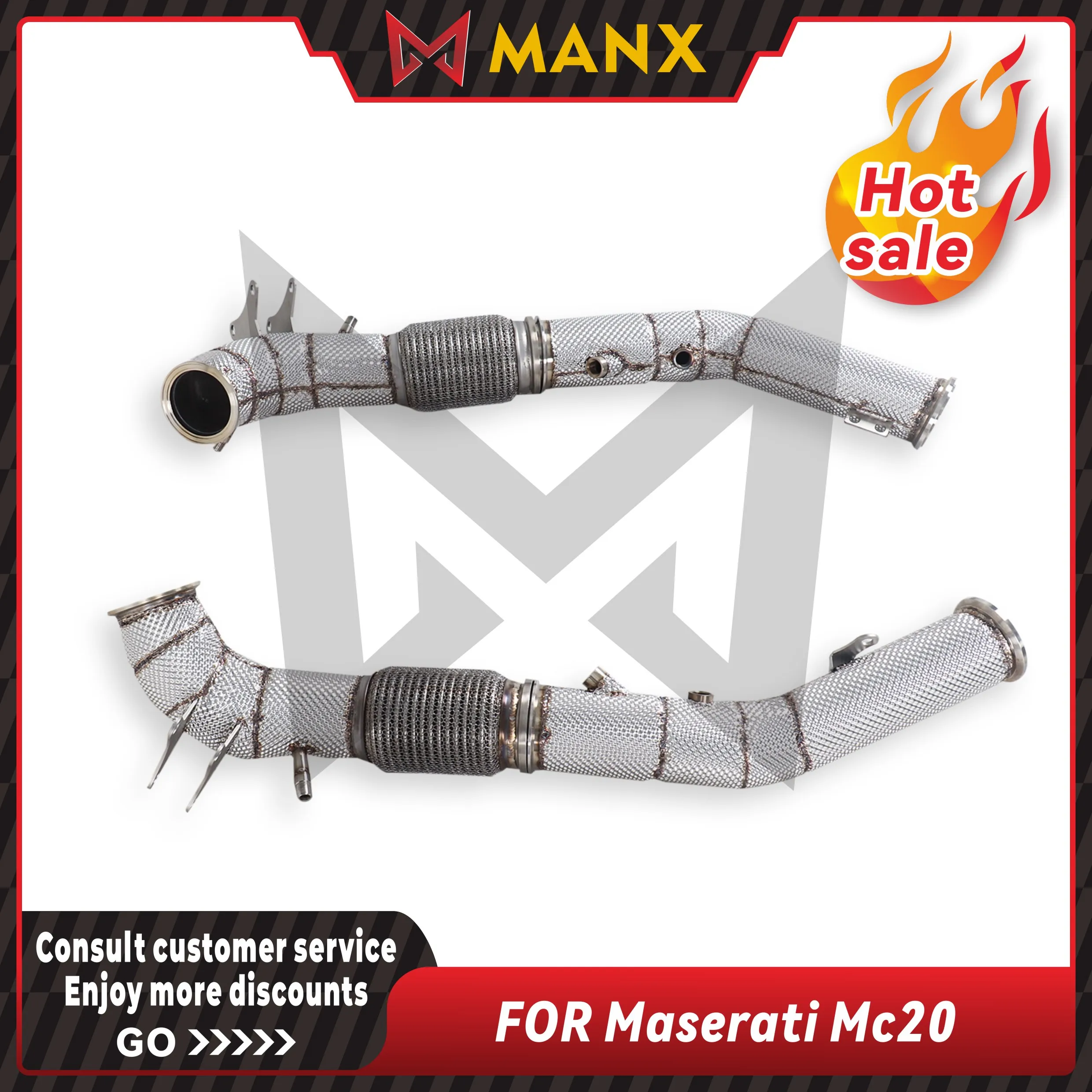 MANX Car Exhaust system for Maserati MC20 Catalyzed Downpipe Catless Downpipe Stainless steels Performance exhaust pipe