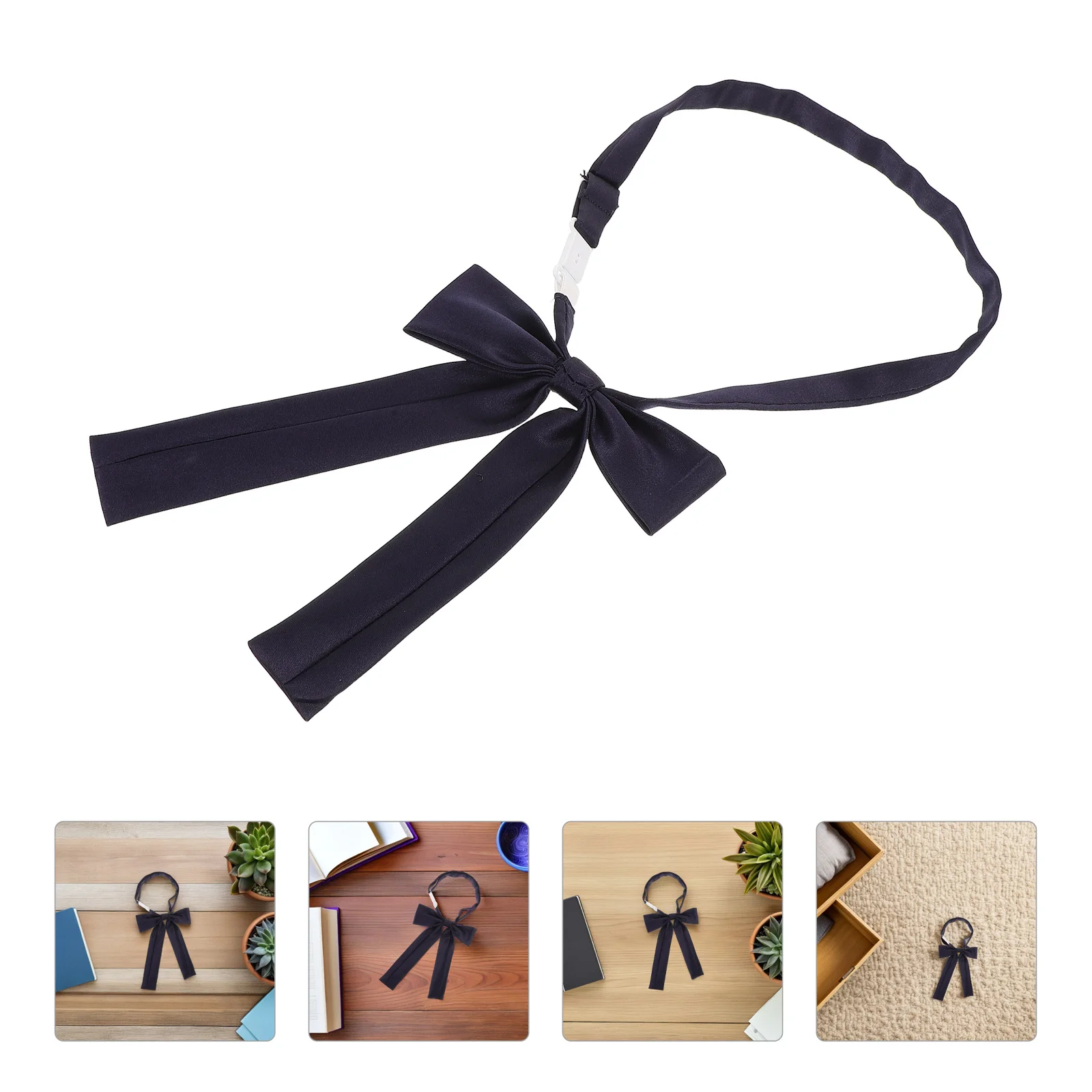 

3Pcs Women Bowtie Set Navy Blue Pre-Tied Adjustable Stylish Lady Necktie for Office School Daily Wear Outfit Bow Tie Women