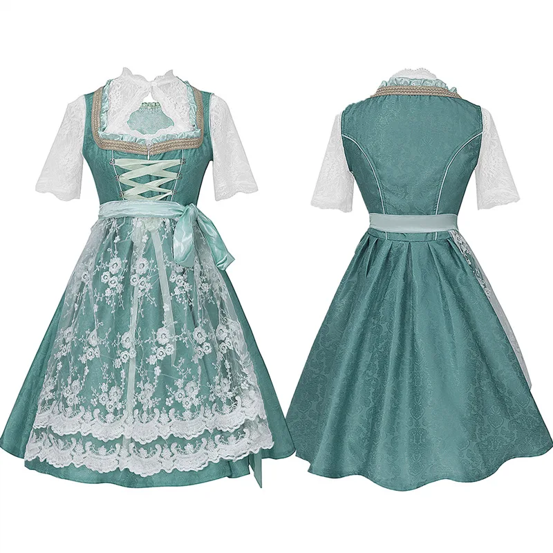

Octoberfest Dirndl Dress Bavarian Traditional Costume for Women Green Maid Cosplay Outfit 2025 Beer Girl Bar Party Clothes