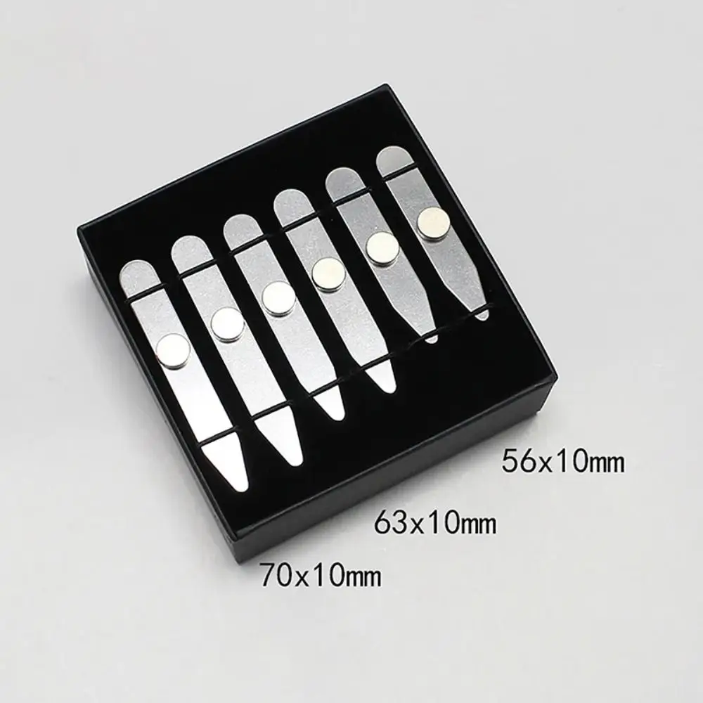 6Pcs Durable Stainless Steel Collar Stays Magnetic with Box Collar Support Collar Support Plate for Business Men