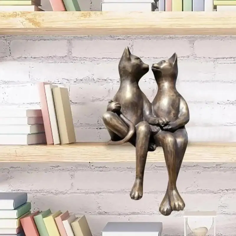 المحبة زوجين القطط قبلة يؤرخ تمثال الحديثة الحد الأدنى سطح المكتب الراتنج الحرف الحلي ديكور حديقة المنزل هدية الكريسماس