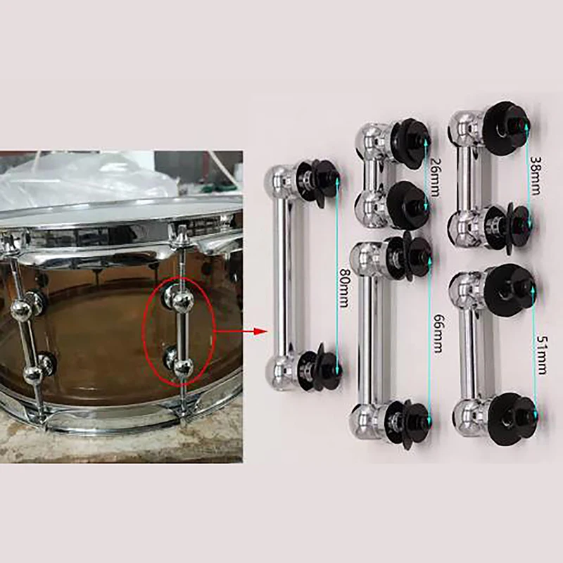 Lightweight Aluminum Alloy Snare Drum Lugs Double End Tom Lug With Screws And Washers From 26 To 130mm
