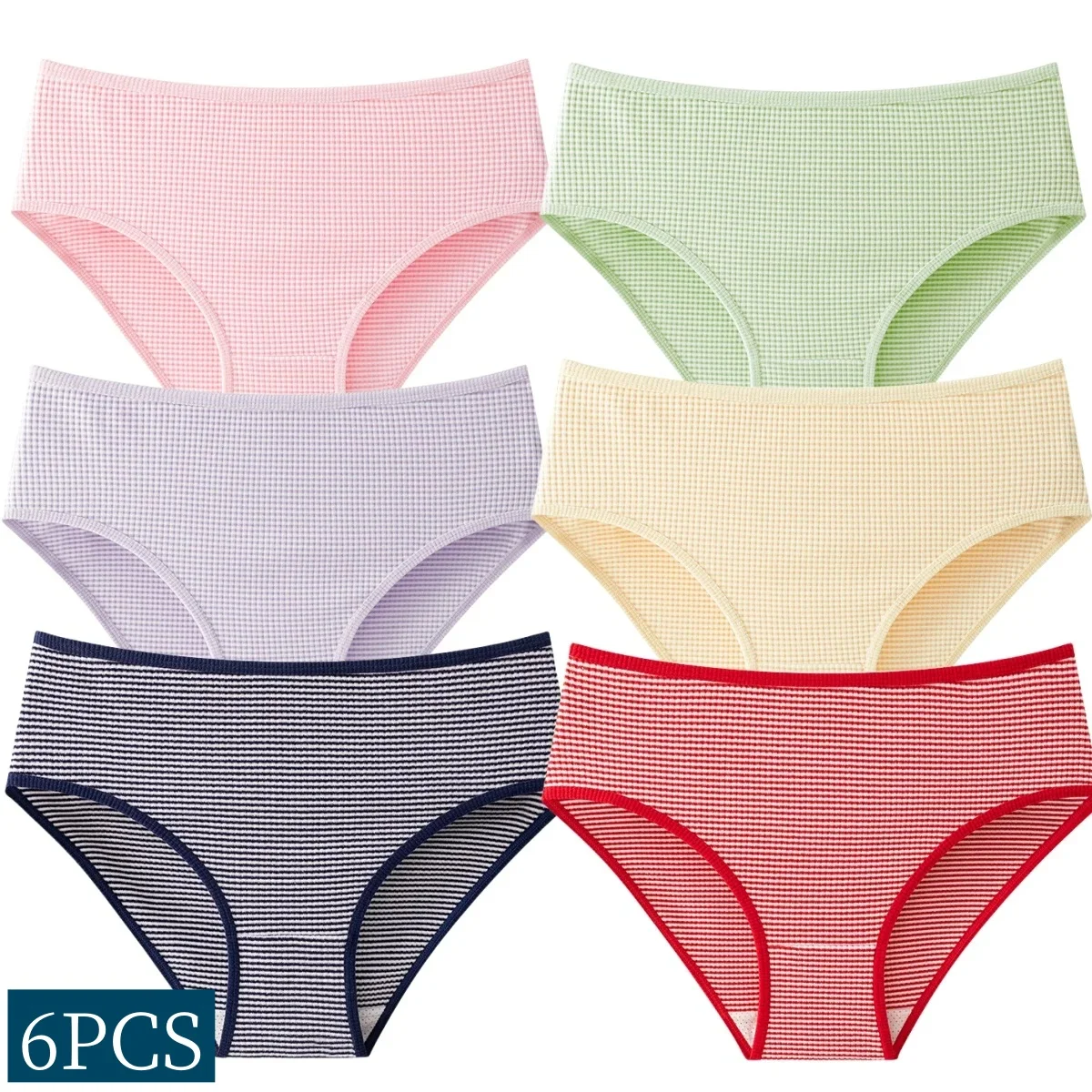 6PCS/Set Women\'s Panties High-Rise Underwear Winter Warm Breathable Crotch Panty Seamless Comfort Briefs Sexy Lingerie