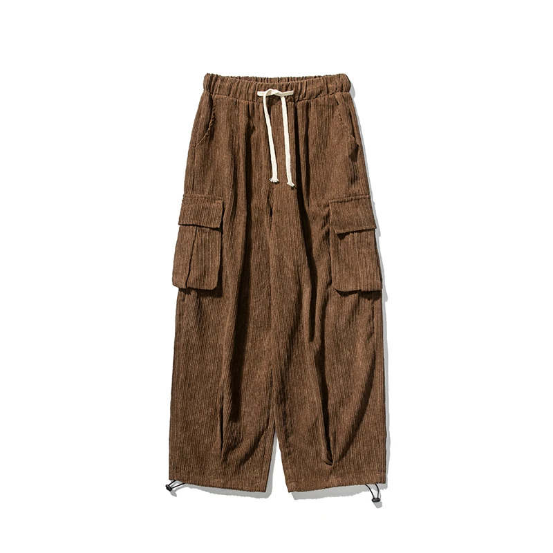 Baggy – pantalon à jambes larges en velours côtelé pour homme et femme, pantalon droit de couleur unie, grande poche, survêtement surdimensionné, salopette 5XL