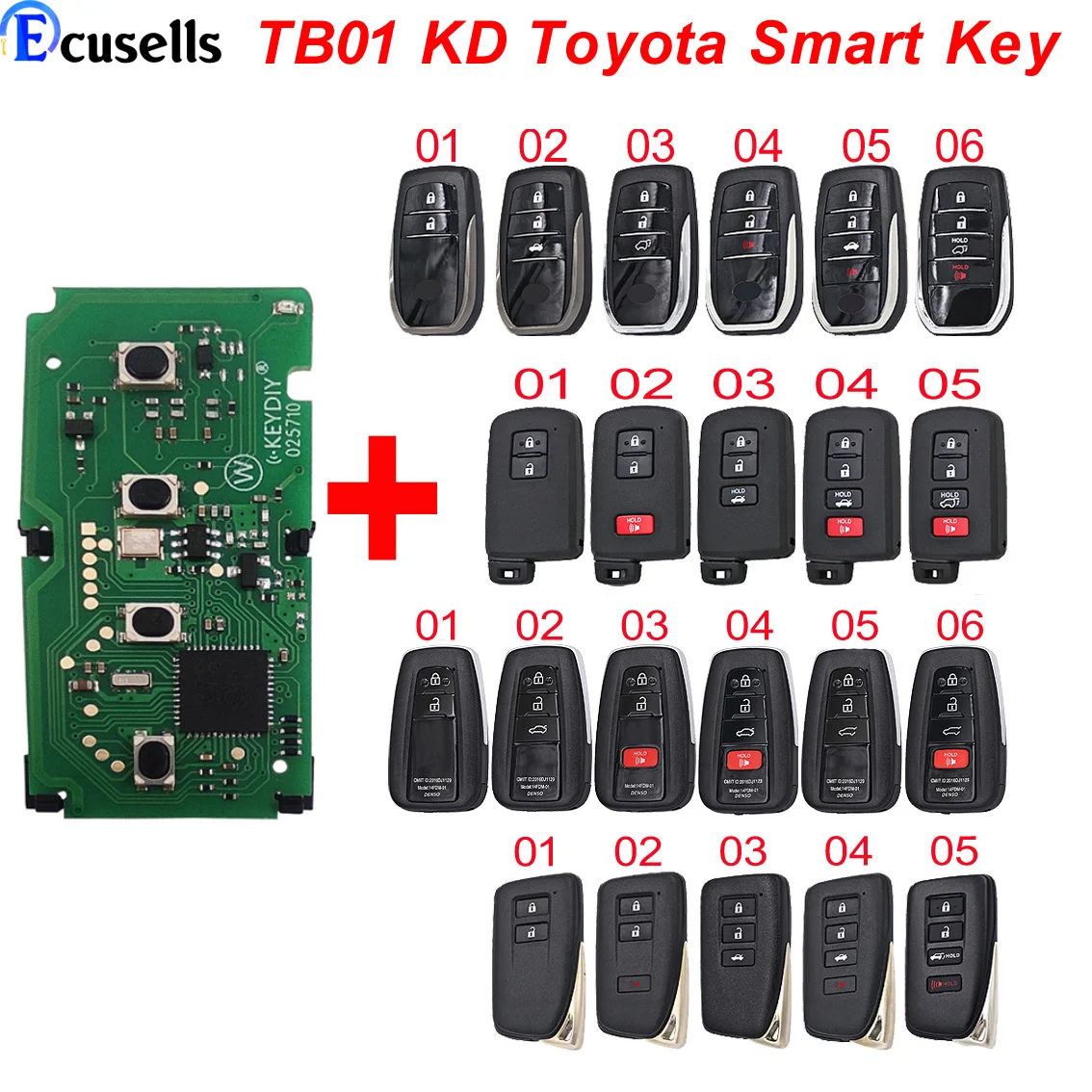 KEYDIY TB01 KD Smart Universal Key Remote Control With 8A Transponder and Case For Toyota Corolla RAV4 Camry/Lexus FCCID:0020