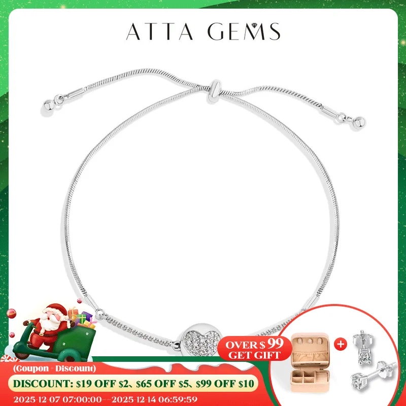 

ATTAGEMS Love Full Moissanite Diamond Bracelets For Women DVVS1 S925 Sterling Silver Gold Plated Engagement Jewelry Gifts 15+8cm