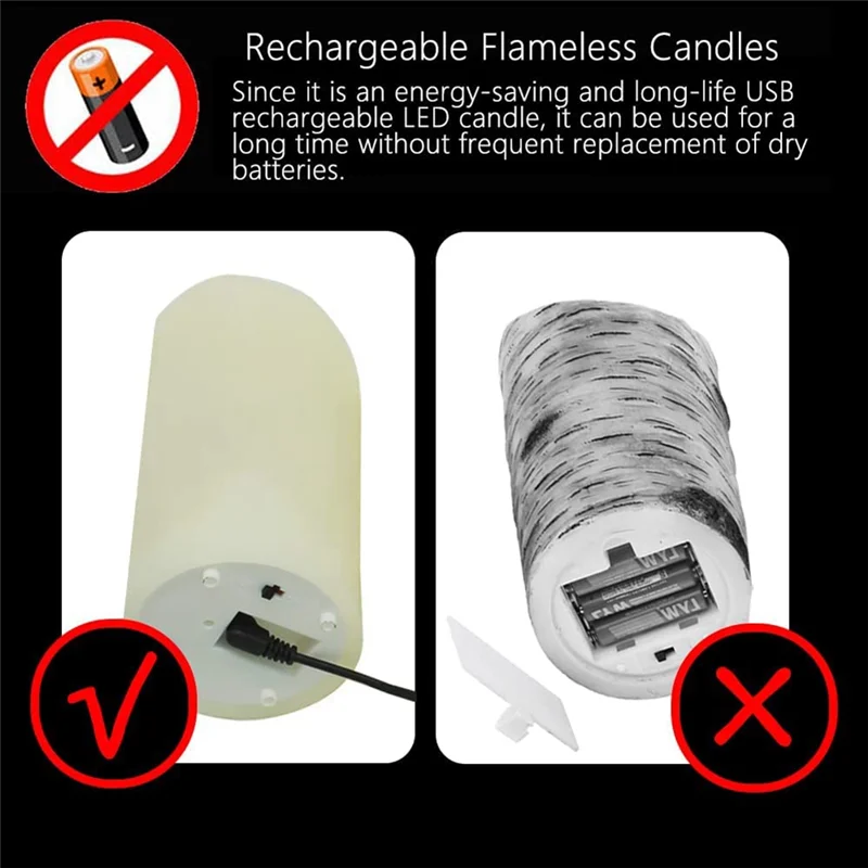 High-end LED Candles, Flickering Flameless Candles, Rechargeable Candle, Real Wax Candles with Remote Control,10cm A