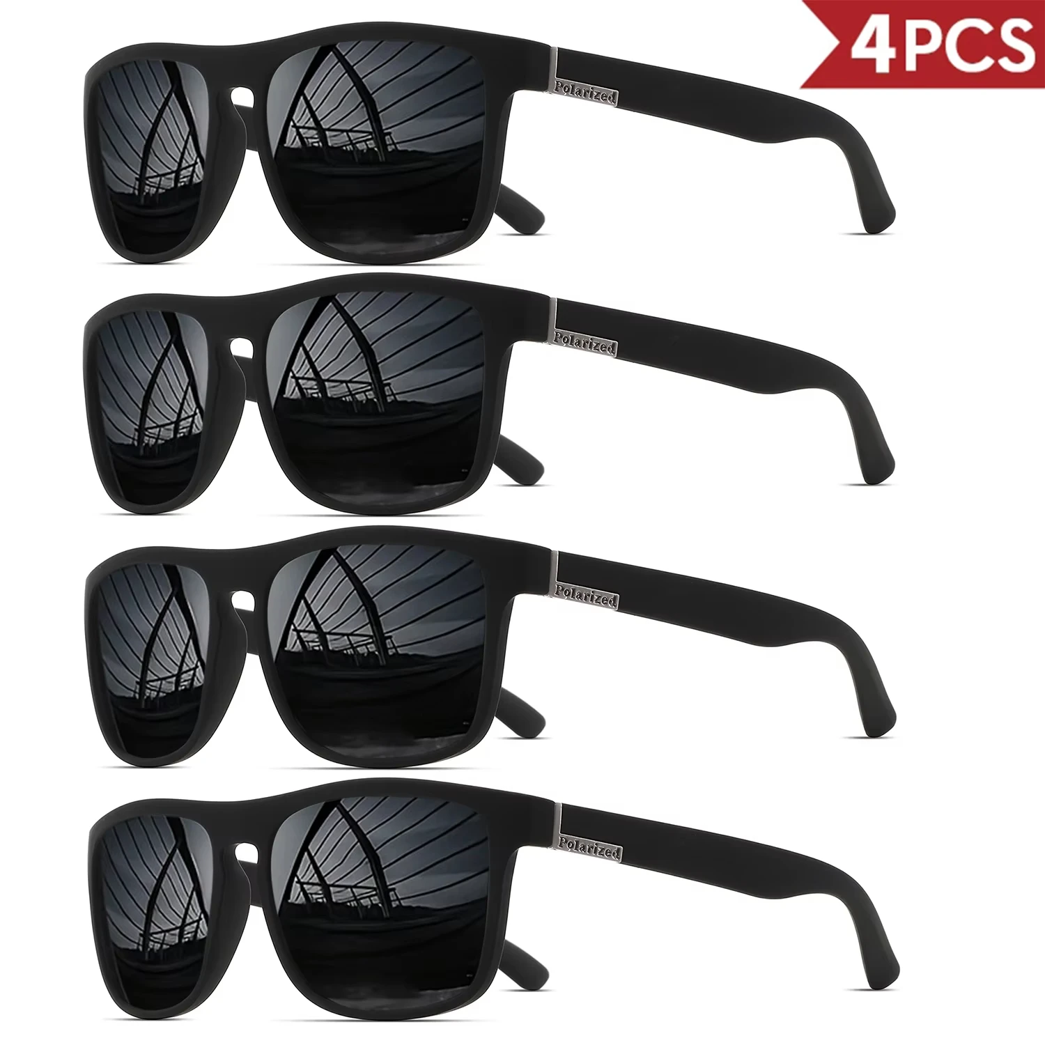 1-4PCS Men Classical Square Polarized Sports Sunglasses Lightweight PC Frame UV400 for Driving Fishing Cycling Unisex Durability image 3