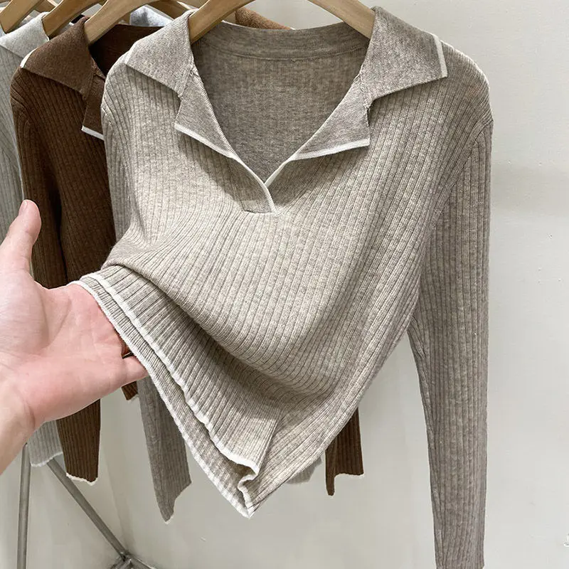 

Свитер женский вязаный осенний новый узкий пуловер Ins базовый лоскутный уютный модный BF одежда Harajuku винтажный универсальный стильный