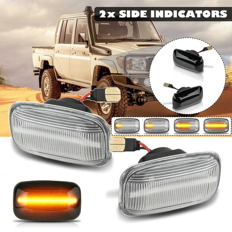 Dynamic Led Side Marker Turn Signal Light Lamp Amber For Toyota Land Cruiser 80 1988-1997 Side Repeater Lamp Blinker 2PCS