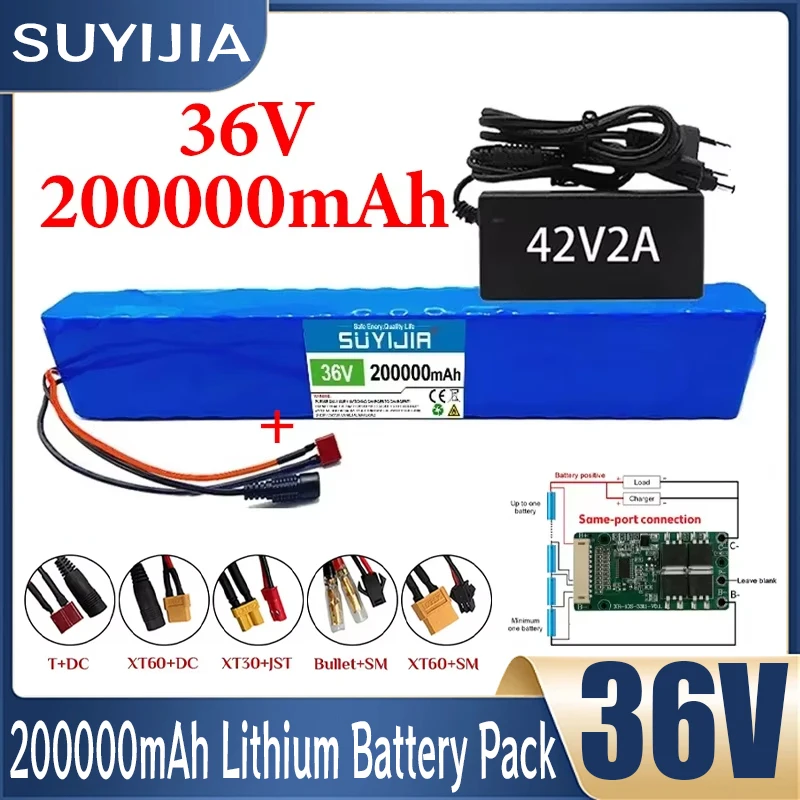 

Original 36V Lithium Battery Pack 10S4P 18650 Li-ion Battery 200Ah Large Capacity with BMS for Electric Bicycle E-bike Scooter