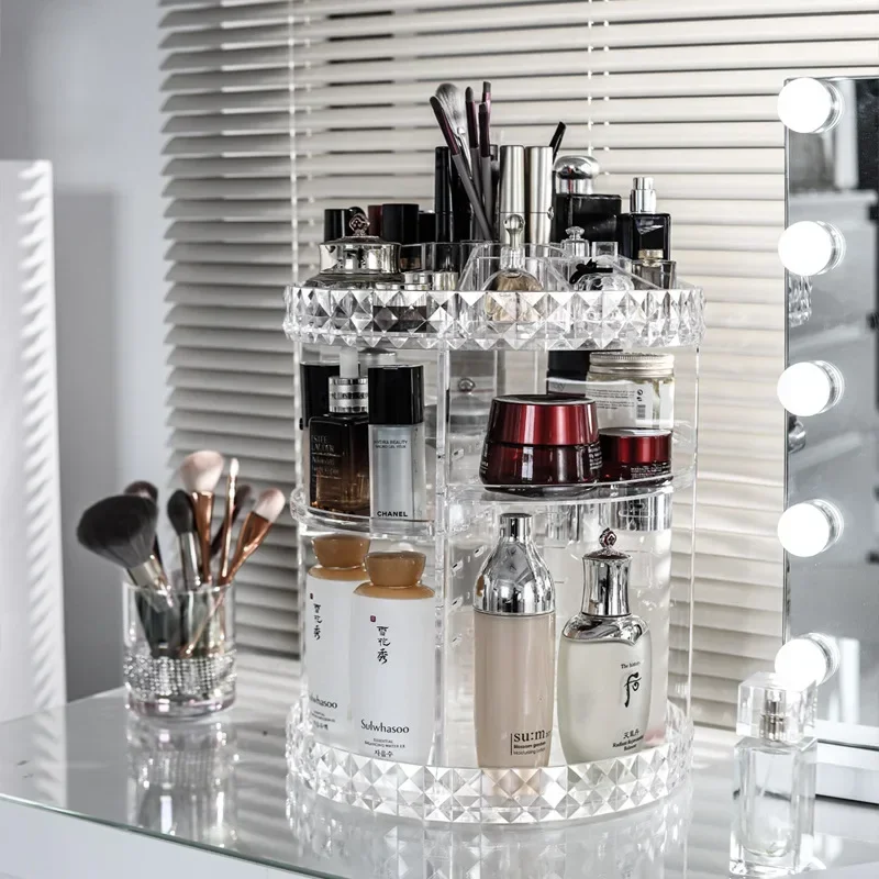 Rotating Makeup Organizer Adjustable Durable Spinning Cosmetics Perfume Skincare Product Sorting Shelf Bathroom Accessories