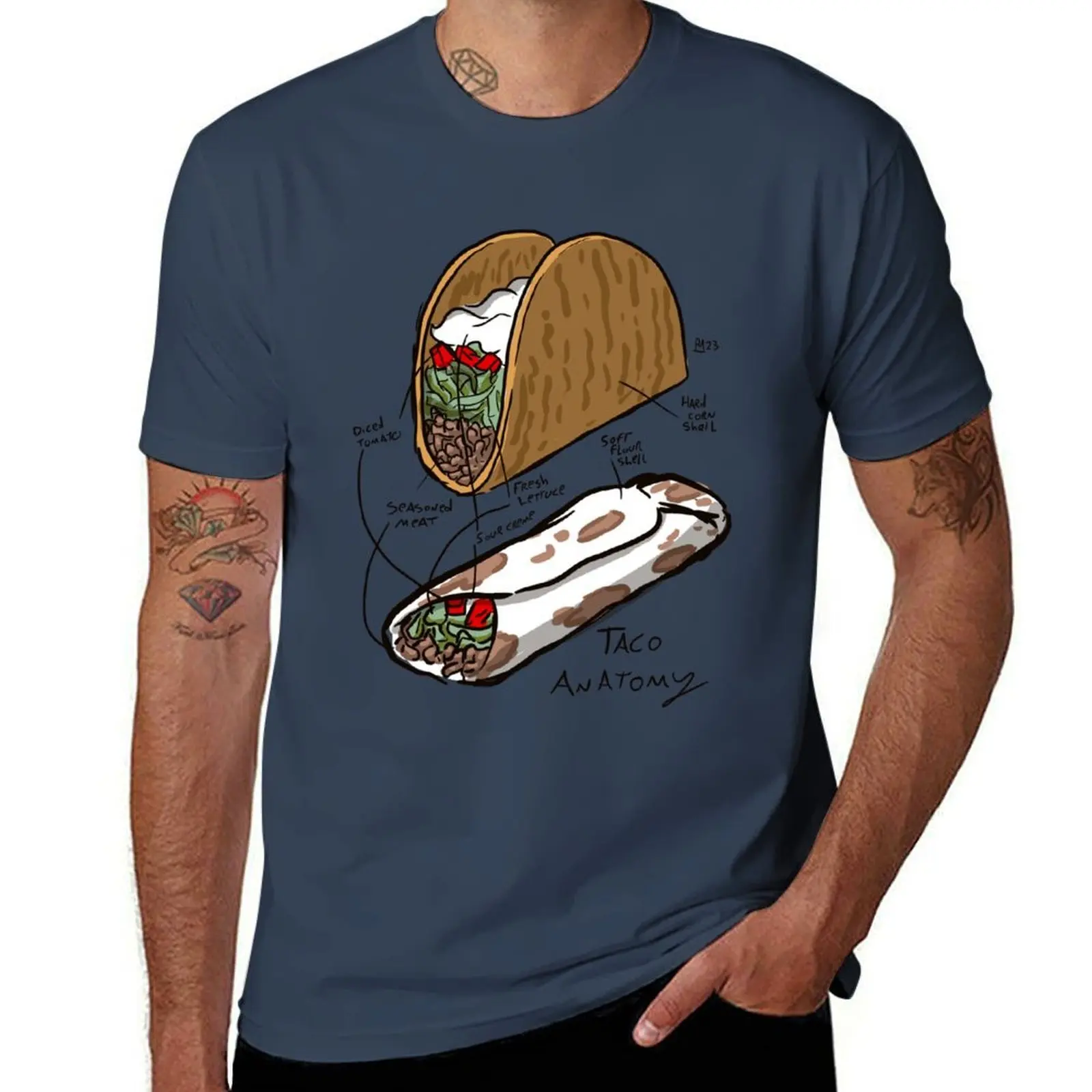 

Taco Anatomy T-Shirt Large Size Breathable Tee