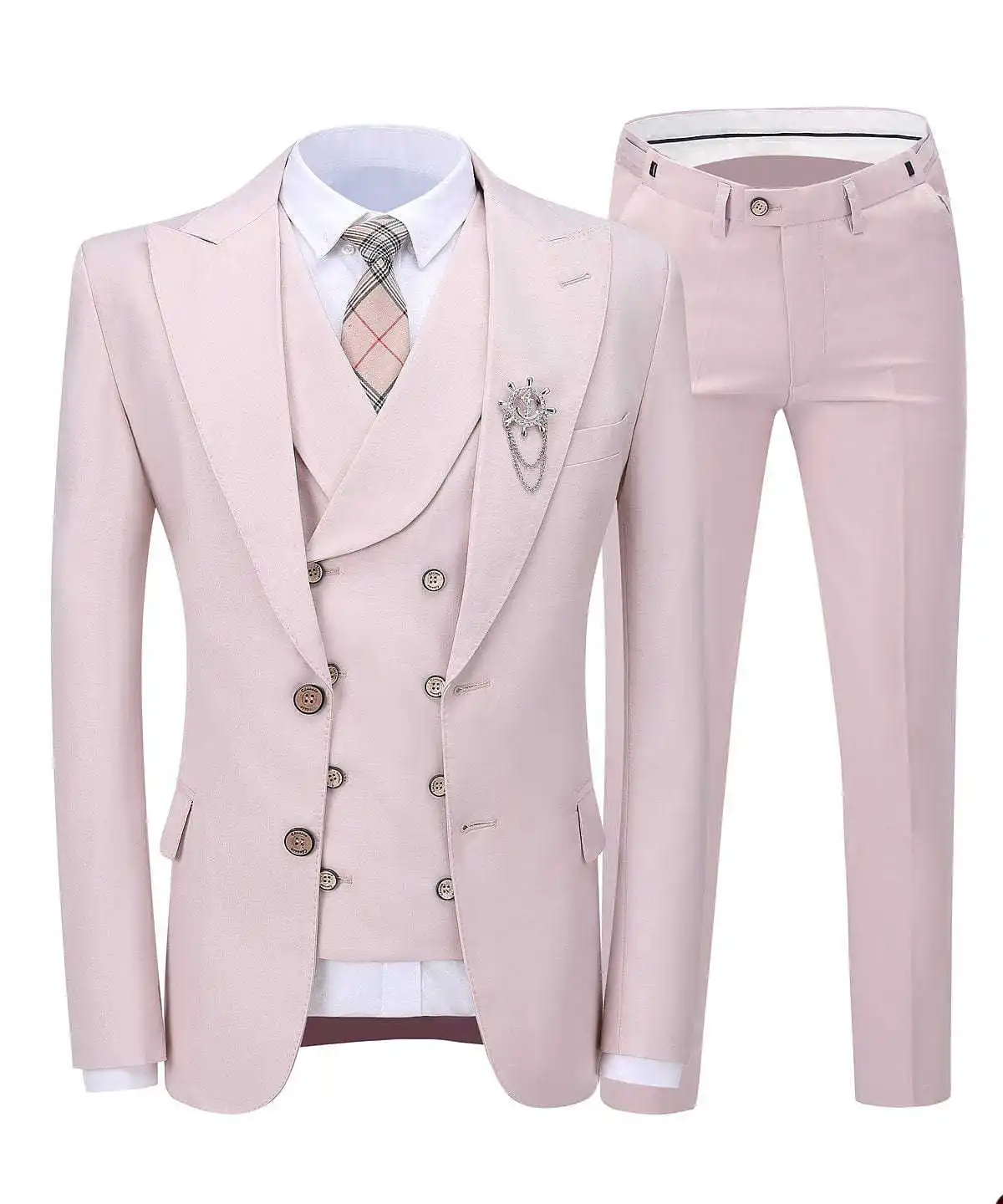 Wedding Men's Suit 3 Pieces Blazer Vest Pants Bow Collar Single Breasted Buckle  Work Wear Business Formal Costume Size Color