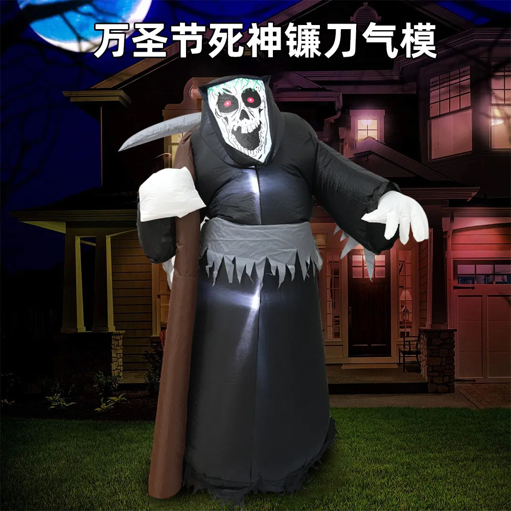 

Halloween Inflatable Ghost with LED Lights Outdoor Decor Polyester Spooky Decoration