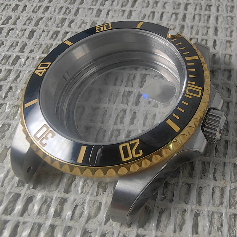40MM Silver+Gold Case Accessories NH35A Sapphire Glass Gold Ceramic bezel with NH34/35/36 Movement Transparent Back