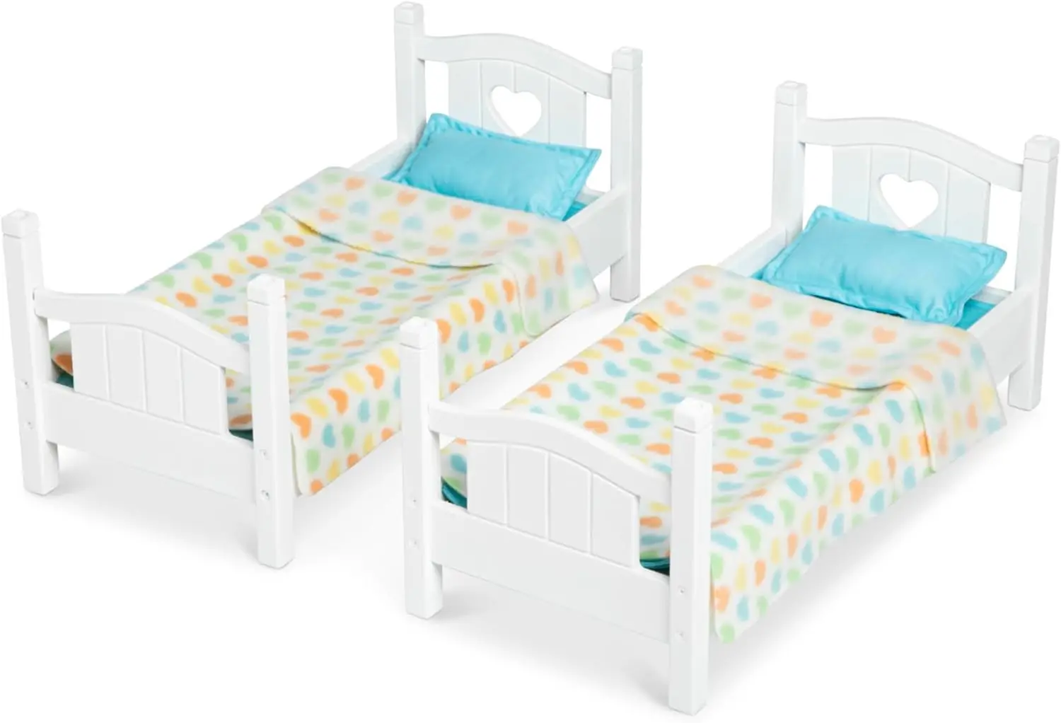 Wooden Play Bunk Bed for Dolls up to 18 inches-Stuffed Animals - White ( 17.4”H x 9.1”W x 20.7”L Assembled and Stacked)