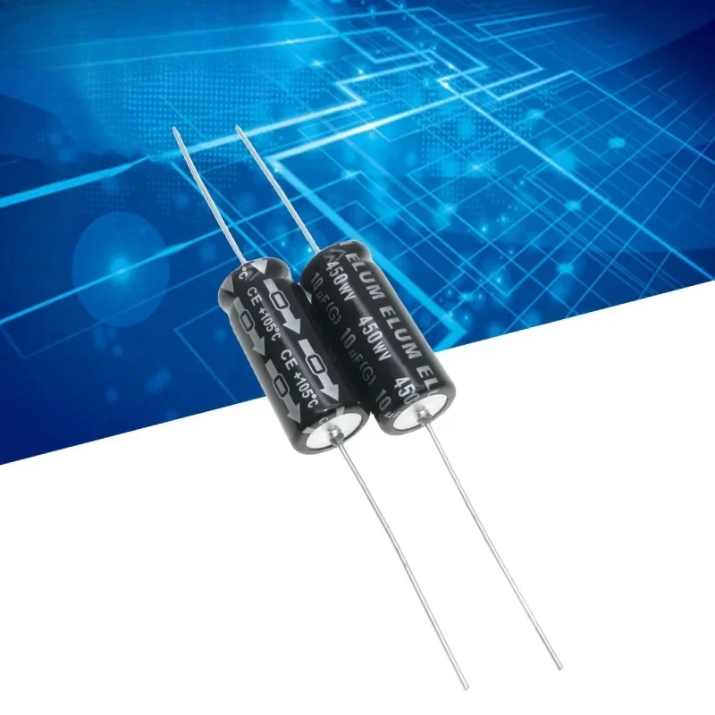 

5PCS 10uf horizontal axial polarized aluminum electrolytic capacitor 450V 10uf 13X26mm
