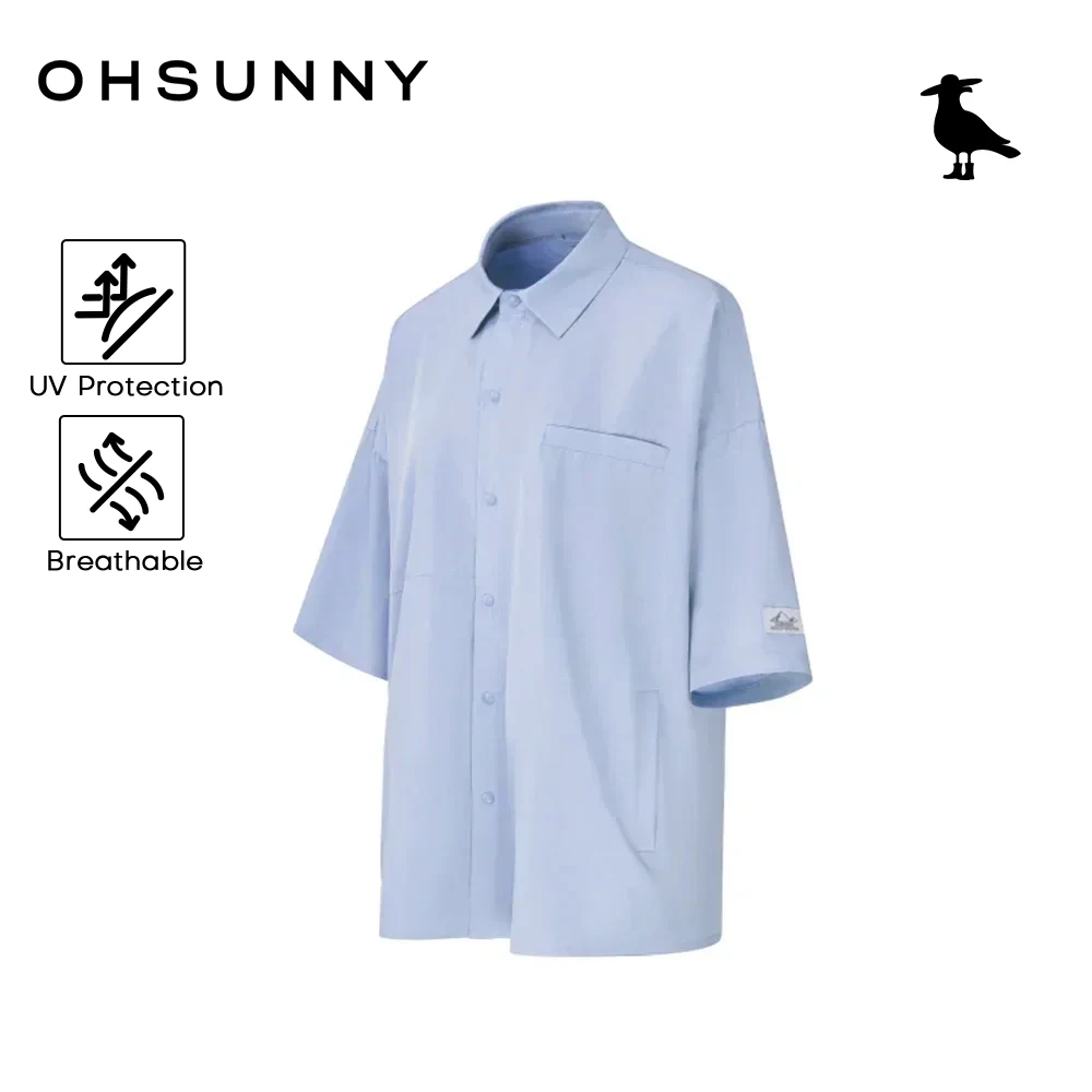 

OhSunny Couple's Shirt Short-sleeved Blouses Summer Loose Moisture Absorption Quick-dry Breathable Sunscreen Cardigan Jacket