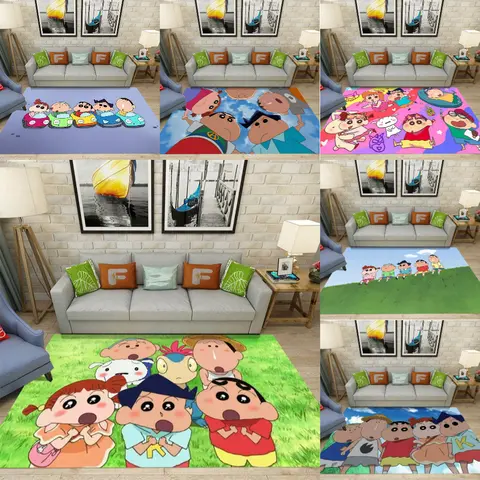 자세히 둘러보기 MINISO C-Crayon-Shin-chan 거실 소파 장식 카펫 침실 머리맡 부드러운 발 러그 라운지 발코니 바닥 매트 커피 테이블 매트