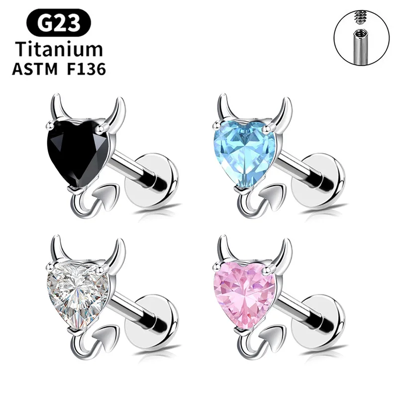 G23 Devil Heart Earring Elegant Devil Heart Design Horned Shape High Quality Women Adult Delicate Fashionable Jewelry Stud Item
