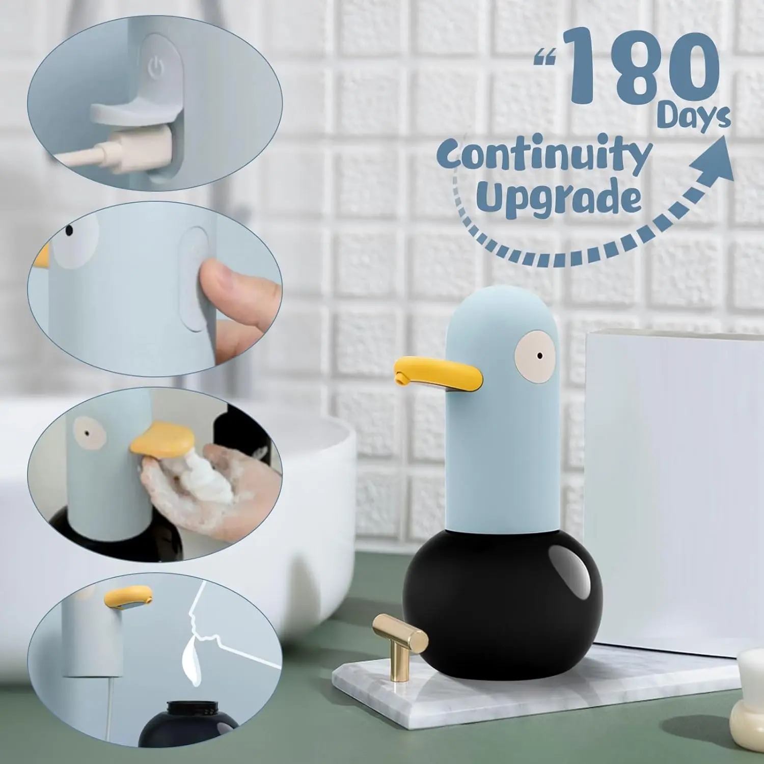 

Automatic Foaming Soap Dispenser for Kids- Cute Duck Touchless Foaming Hand Soap Dispenser Waterproof USB Rechargeable