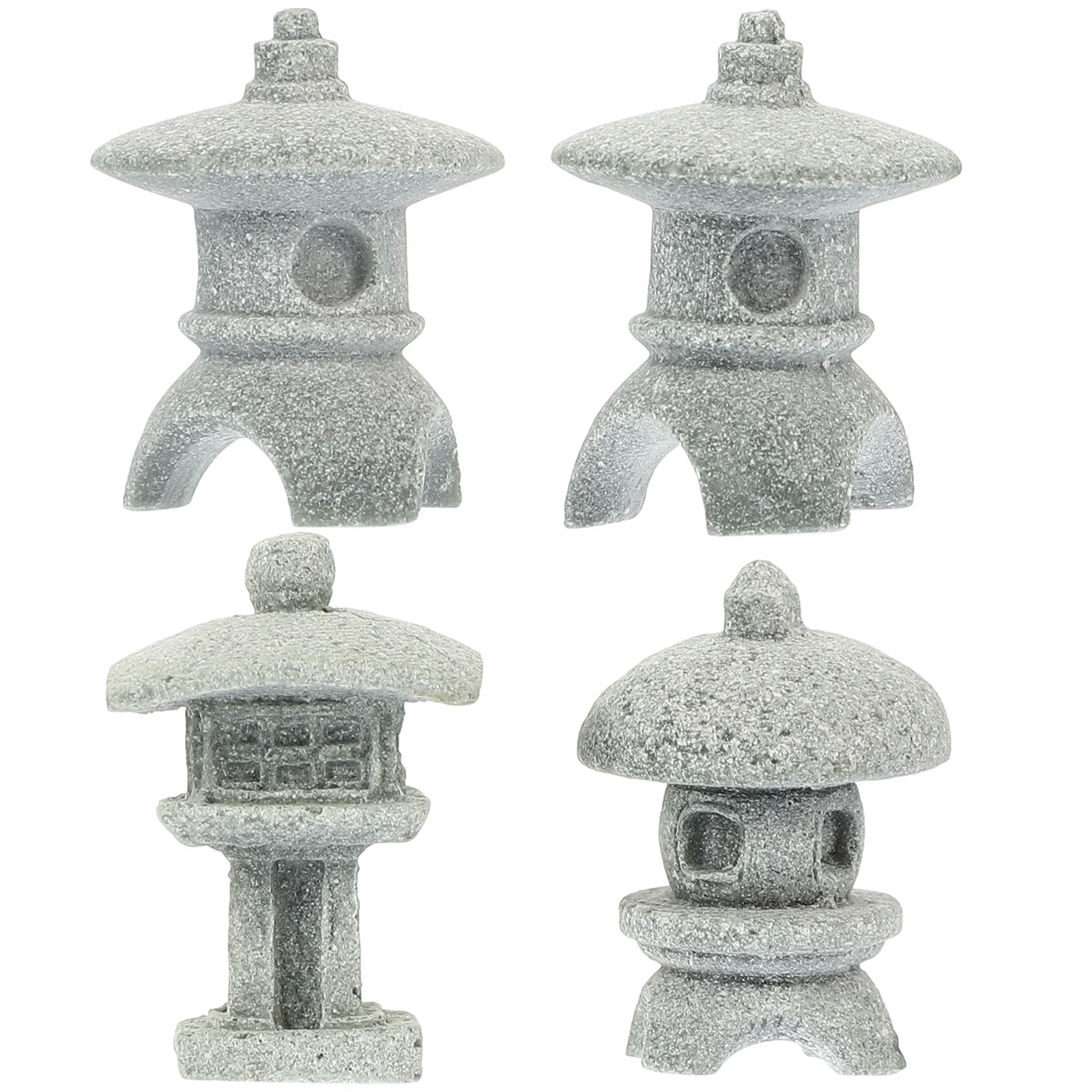 

4Pcs Vintage Zen Miniature Sand Pavilion Ornaments Lantern Figurines Japanese Garden Bonsai Rockery Lanscaping Decor