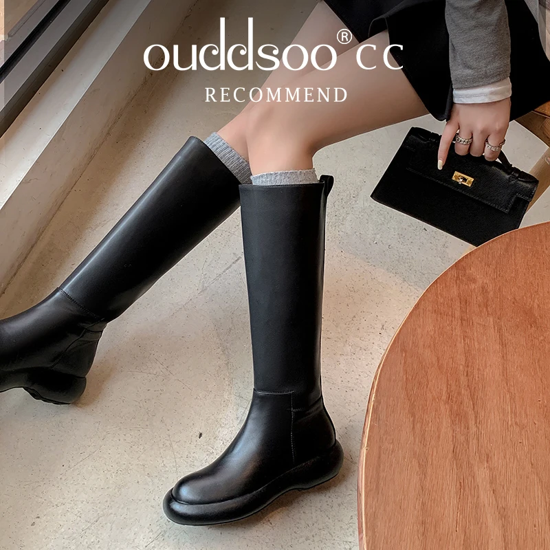 

Ods Rhombus Wedges Bootas For Women Real Leather Platform Shoes Autumn Stretch Botines Feminnas Slip On Suede Chelsea De Mujer