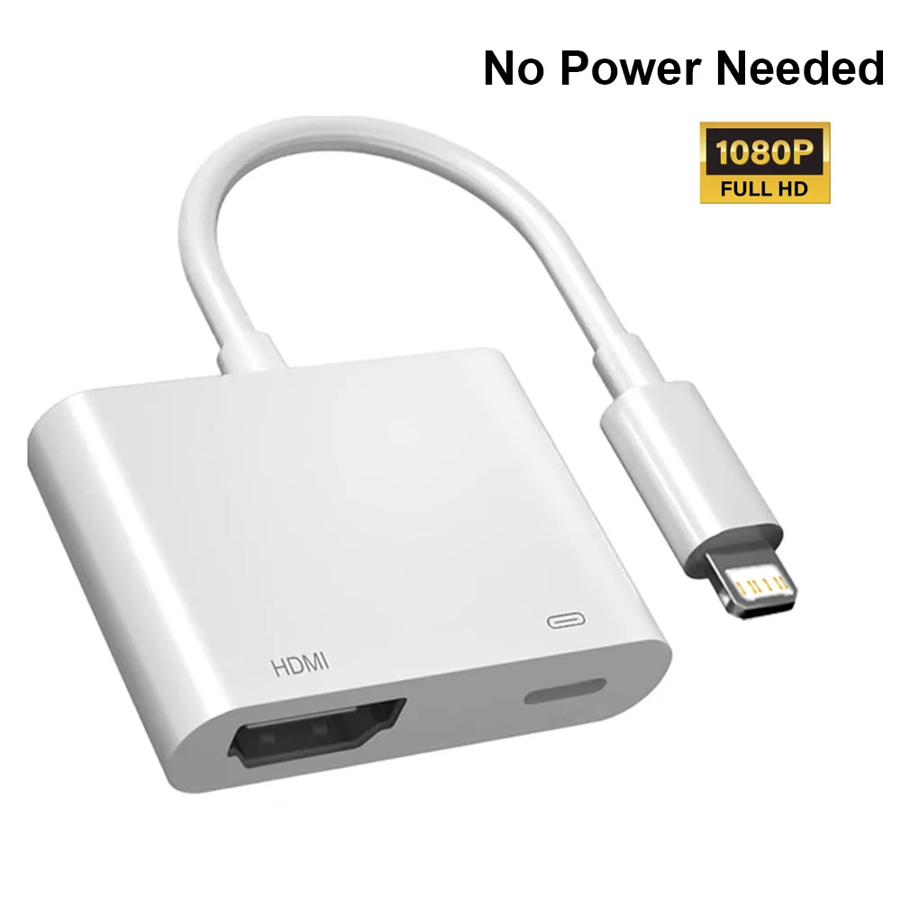 

Адаптер Lightning-HDMI, не требующий питания, конвертер синхронизации видео 1080P с портом зарядки Lightning для iPhone 14, 13, 12, 11