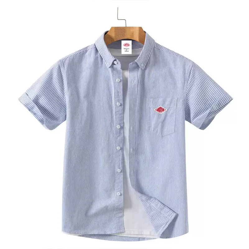 Men and Women's Cotton Fashion Brand Embroidery Turn-Down Collar T-Shirt Simple Pocket Short Sleeve Orders Exported to Japanese image 5