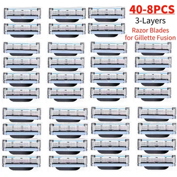 질레트 퓨전 수동 면도기 교체 리필 블레이드, 스테인레스 스틸 블레이드, 3 레이어 면도기 커팅 헤드, 40-8 개 