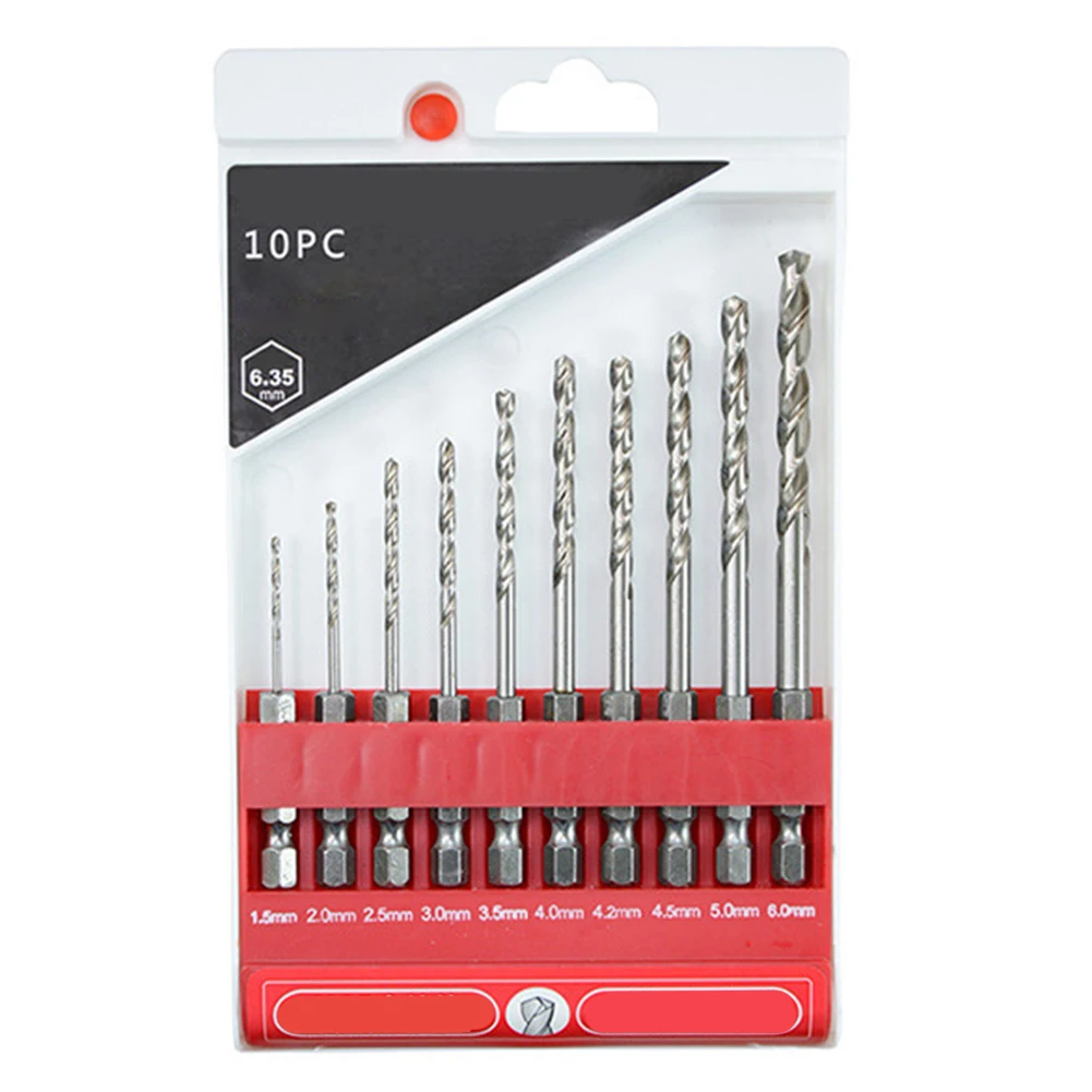 Set of 10 Cobalt Hex Shank Drill Bits Designed for Quick Change Mechanism Perfect for DIY Enthusiasts and Professionals