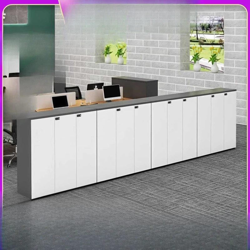 Low File Cabinet with Lock Wooden Data Locker Simple Modern Office Partition File Flower Groove