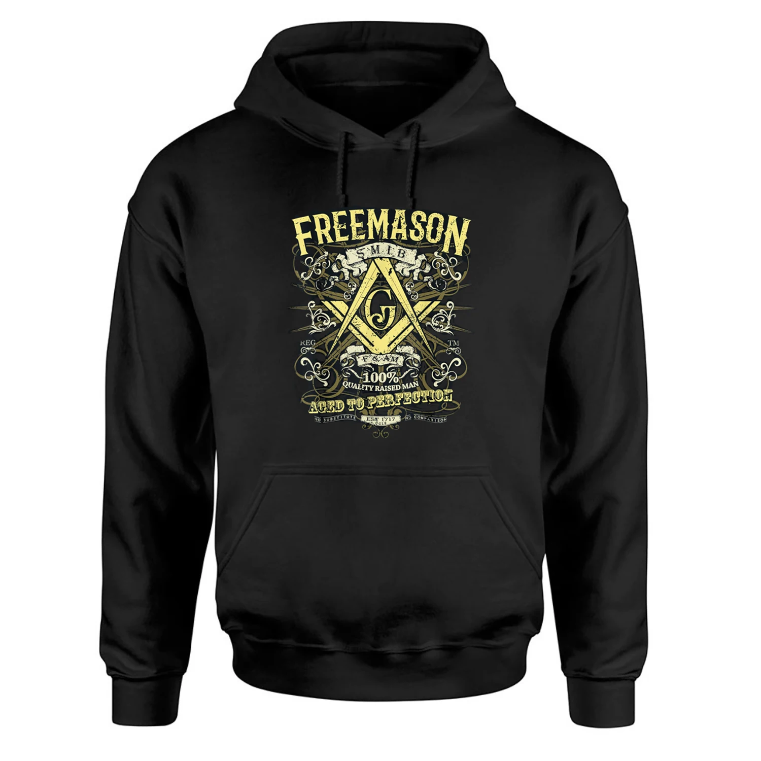 

Quality Raised Man Aged To Perfection. Retro Masonic Freemason Pullover Hoodie 100% Cotton Comfortable Casual Mens Sweatshirt