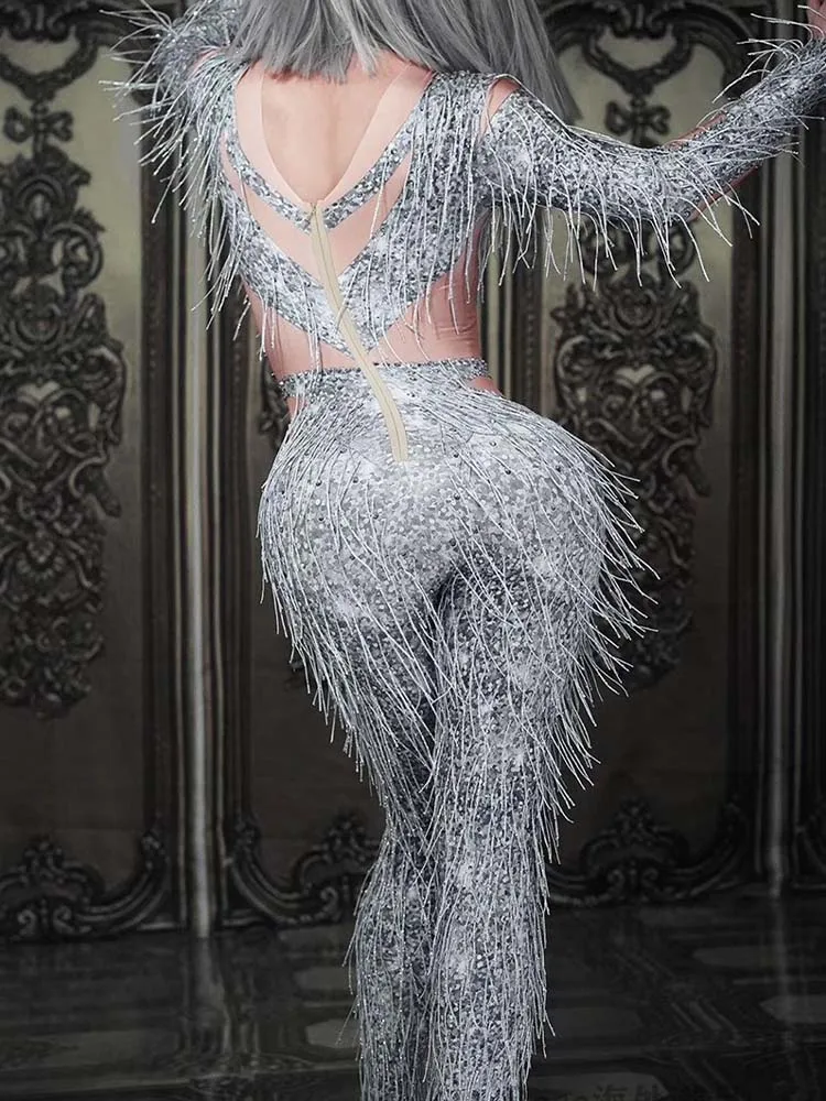 Wysokiej jakości tłoczony na gorąco elastyczny kombinezon z frędzlami 2024, nowa moda, niestandardowa odzież damska