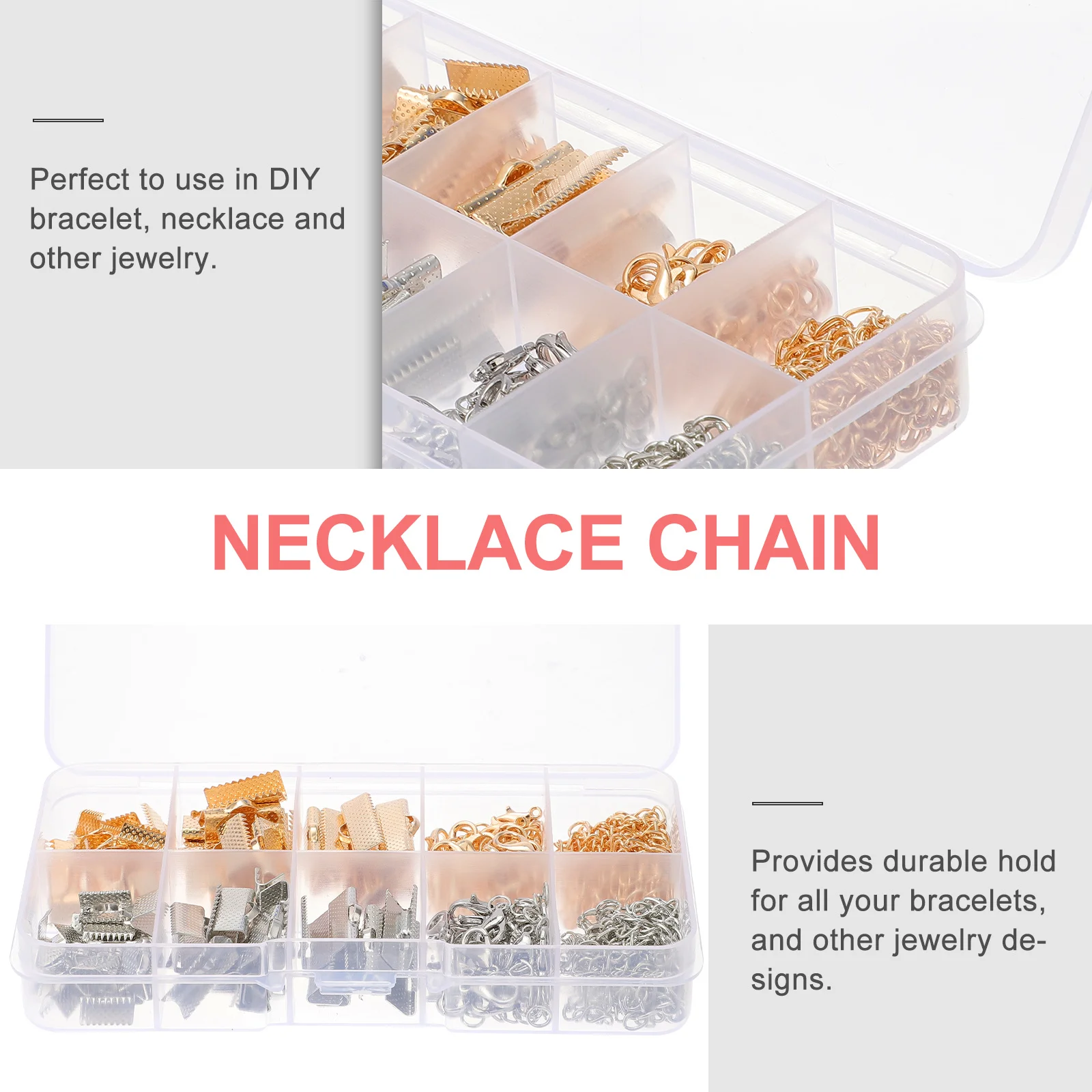 

230Pcs Claw Buckle Clip Lobster Buckle Extension Chain Set Jewelry Accessories Stainless Steel DIY Craft Storage Box