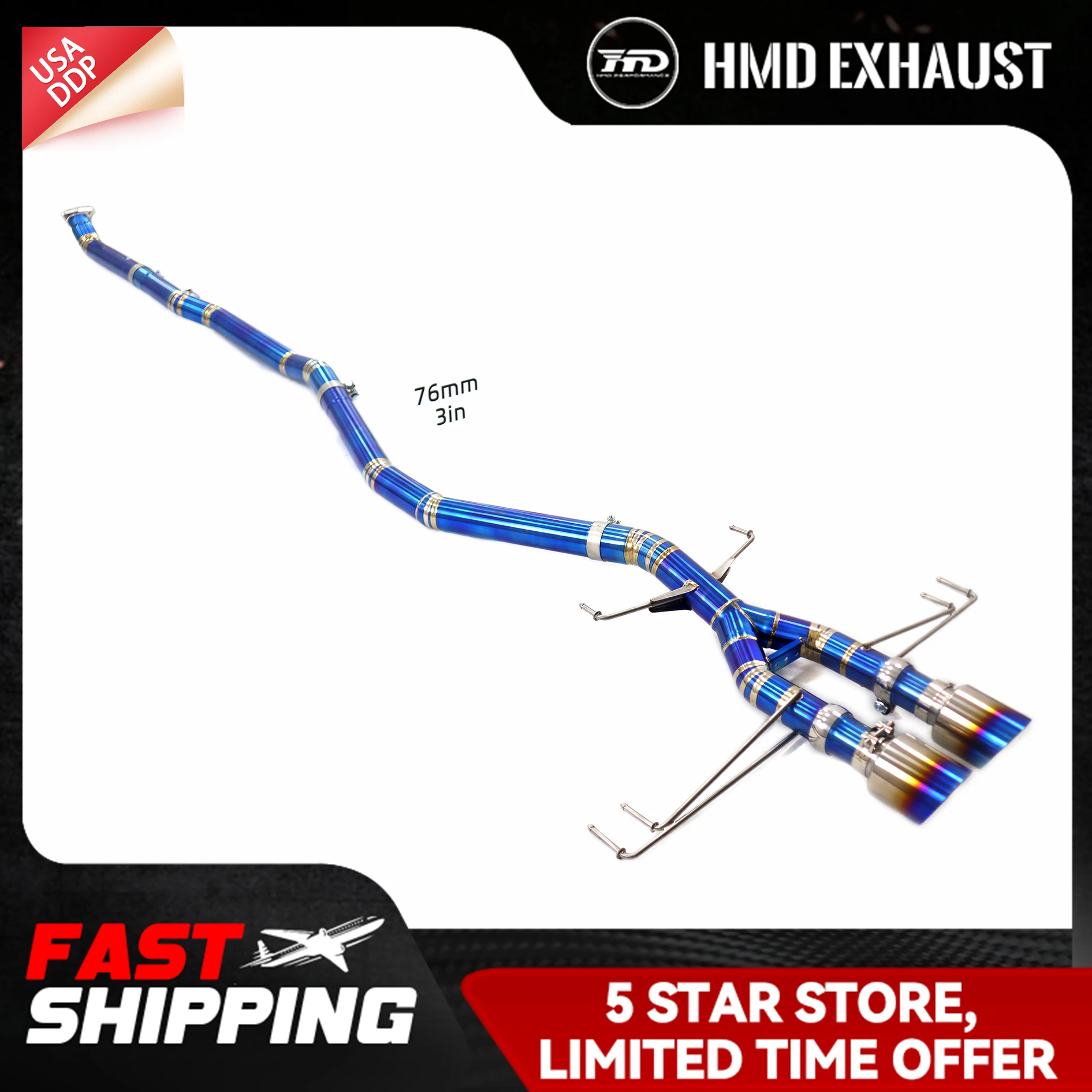 

HMD Ti для Honda Civic Type-R Fl5 Прямая установка болтов Catback Выхлопная система Длительный срок службы без клапана