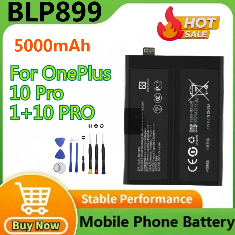 

BLP899 Capacity Mobile Phone Replacement Battery for OnePlus 10 Pro / 1+10 PRO 5000mAh Rechargeable Bateria+Tools
