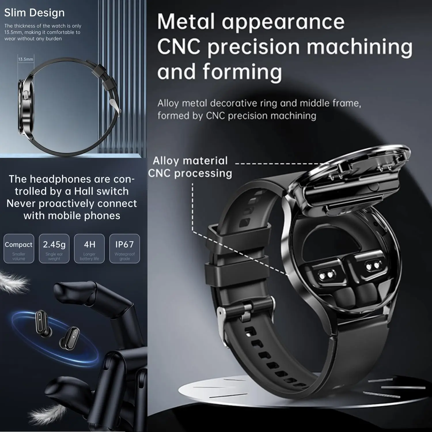 X10 Smart Watch Equipped with Headphones Compatible all Smartphones Supports Bluetooth Call Fitness Tracking and TWS Music Play